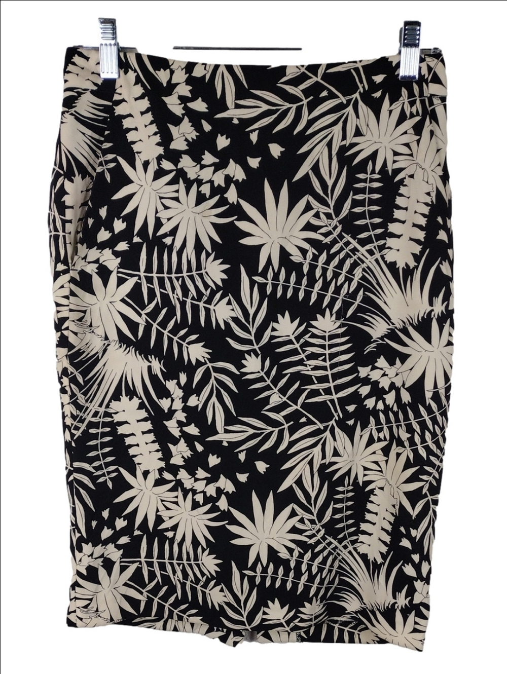 Carine Roitfeld X Uniqlo Black Botanical Pattern Zipper Back Midi Pencil Skirt